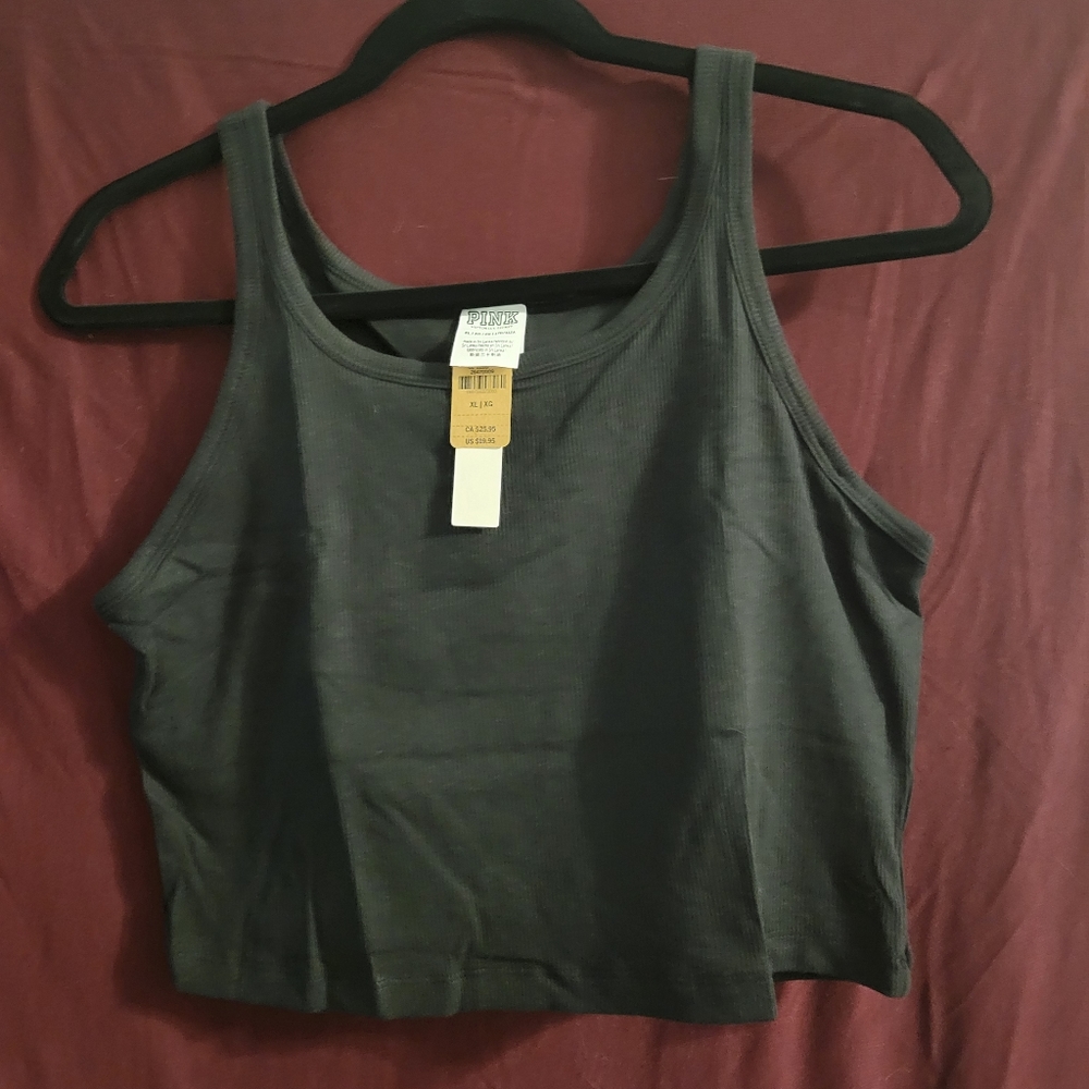 PINK Rib Crop Tank Top
